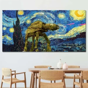 AT-AT Starry Night Wall Art – Van Gogh Inspired Parody