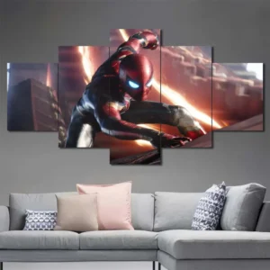 Ant-Man canvas wall art featuring futuristic quantum realm lighting and cinematic action pose 5 Panels Diamond Layout