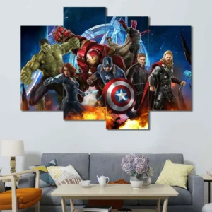 Avengers Assemble canvas wall art led by Captain America 4 Panels Uneven Layout