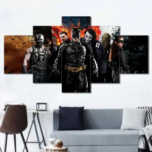Dark cinematic Avengers wall art with dramatic superhero composition 5 Panels Diamond Layout