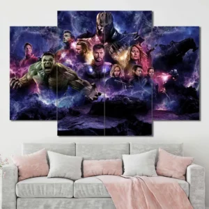 Avengers Endgame wall art featuring heroes assembled against a cosmic backdrop 4 Panels Diamond Layout