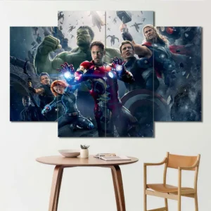 Avengers canvas wall art featuring epic final battle scene 4 Panels Diamond Layout