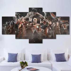Vintage style Avengers legacy heroes framed wall art poster 5 Panels Diamond Layout