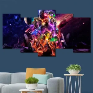 Avengers wall art featuring cosmic heroes and multiverse-inspired artwork 5 Panels Uneven Layout