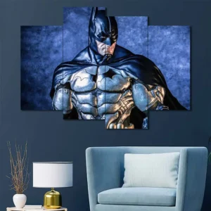 Classic Batman portrait wall art featuring comic-inspired superhero design 4 Panels Uneven Layout