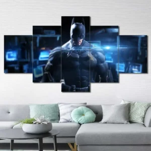 Batman wall art featuring advanced technology and command center atmosphere 5 Panels Diamond Layout