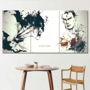 Batman and Joker sketch wall art featuring artistic comic-style illustrations 3 Panels Regular Layout