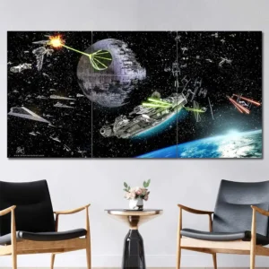 Battle of Endor Retro Wall Art – Vintage Space Battle Graphic