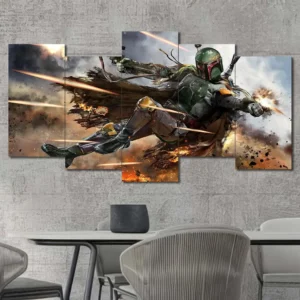 Boba Fett Battle Ride Wall Art – Explosive Star Wars Scene