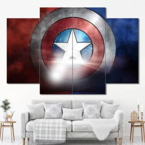 Captain America shield wall art featuring patriotic red blue and white design 4 Panels Diamond Layout