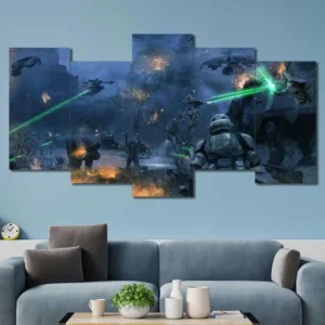 Clone Trooper Green Laser Battle Wall Art – Republic Battlefield Scene