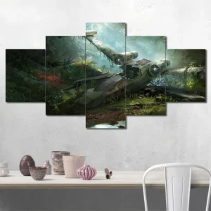 Crashed X Wing Forest Wall Art – Atmospheric Sci Fi Landscape