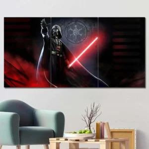 Darth Vader Red Lightsaber Wall Art – Imperial Emblem Battle Portrait