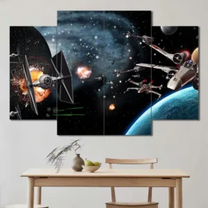 Death Star Space Battle Wall Art – Classic Rebel Starfighter Scene
