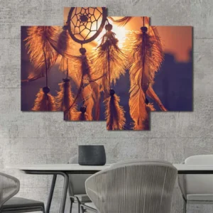 Dreamcatcher Canvas Wall Art featuring dreamcatcher in a illustration composition 4 Panels Uneven Layout