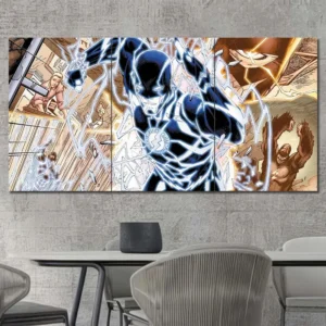 The Flash comic-style wall art featuring electric Speed Force artwork and graphic design 3 Panels Regular Layout