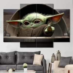 Grogu Pod Wall Art – Cute Baby Yoda Character Portrait