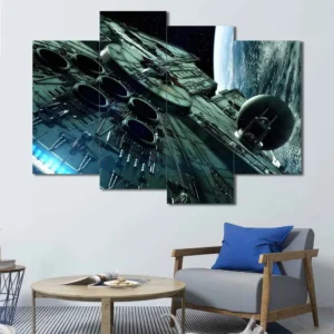 Imperial Space Station Wall Art – Massive Starship Near Planet