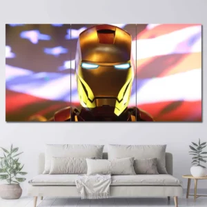 Iron Man wall art featuring patriotic colors and heroic Marvel symbolism 3 Panels Regular Layout