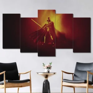 Kylo Ren Lightsaber Glow Wall Art – Red Yellow Abstract Portrait