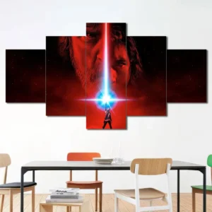 Kylo Ren Red Lightsaber Wall Art – Dark Cinematic Portrait