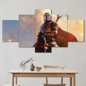 Mandalorian Throne Portrait Wall Art – Golden Warrior Painting