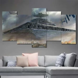 Star Destroyer City Invasion Wall Art – Ominous Futuristic City Scene