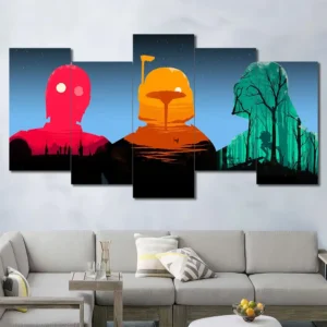 Star Wars Character Silhouettes Wall Art – Color Block Minimalist Design
