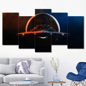 Star Wars Dark Planet Ship Wall Art – Minimalist Spacecraft Scene