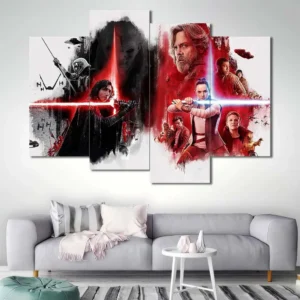 Star Wars Last Jedi Collage Wall Art – Watercolor Character Poster