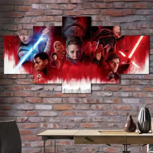 Star Wars Sequel Trilogy Collage Wall Art – Red Blue Movie Poster