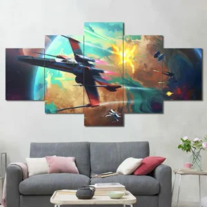 Star Wars Starfighter Battle Wall Art – Colorful Space Combat