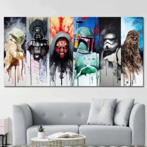 Star Wars Villains Watercolor Wall Art – Colorful Character Lineup