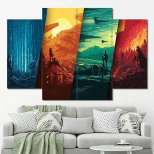 Star Wars Worlds Triptych Wall Art – Colorful Planet Landscape Panels