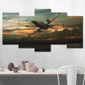 Star Wars X Wing Sunset Battle Wall Art – Rebel Starfighter Scene