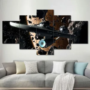 Starship Enterprise Asteroid Field Wall Art – Deep Space Asteroid Flight