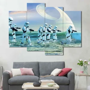 Stormtrooper Beach Patrol Wall Art – Death Star Coastal Parody
