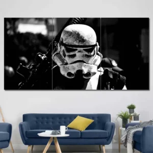 Stormtrooper Helmet Portrait Wall Art – Black White Cinematic Close Up