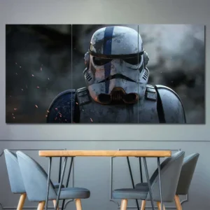 Stormtrooper Helmet Portrait Wall Art – Weathered Armor Close-Up