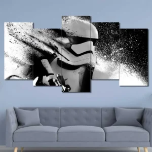 Stormtrooper Splash Portrait Wall Art – Black White Ink Effect