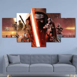 The Force Awakens Character Wall Art – Red Lightsaber Movie Collage