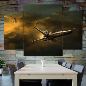 X Wing Cloud Patrol Wall Art – Golden Sky Starfighter Scene