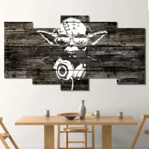 Yoda Darth Vader Wood Wall Art – Rustic Star Wars Symbol Design