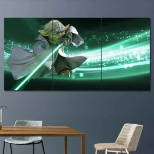 Yoda Green Lightsaber Wall Art – Dynamic Jedi Master Portrait