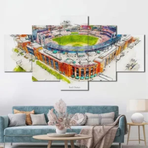Baseball Stadium Watercolor Sketch Wall Art