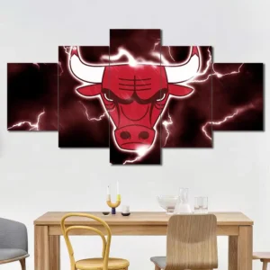Chicago Bulls Lightning Logo Wall Art