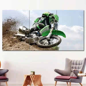 Green Motocross Rider Dirt Jump Wall Art