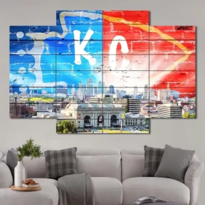 Kansas City Baseball Skyline Watercolor Wall Art