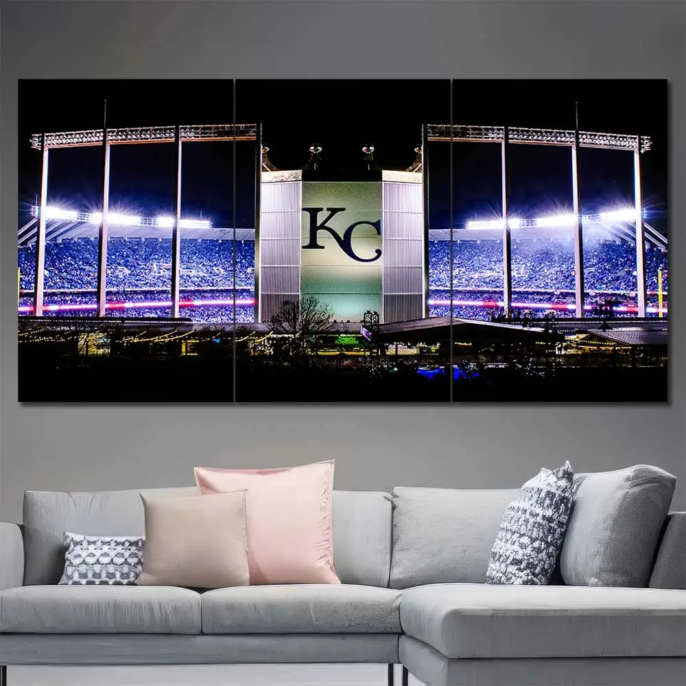 Kansas City Baseball Stadium Night Wall Art - Image 2