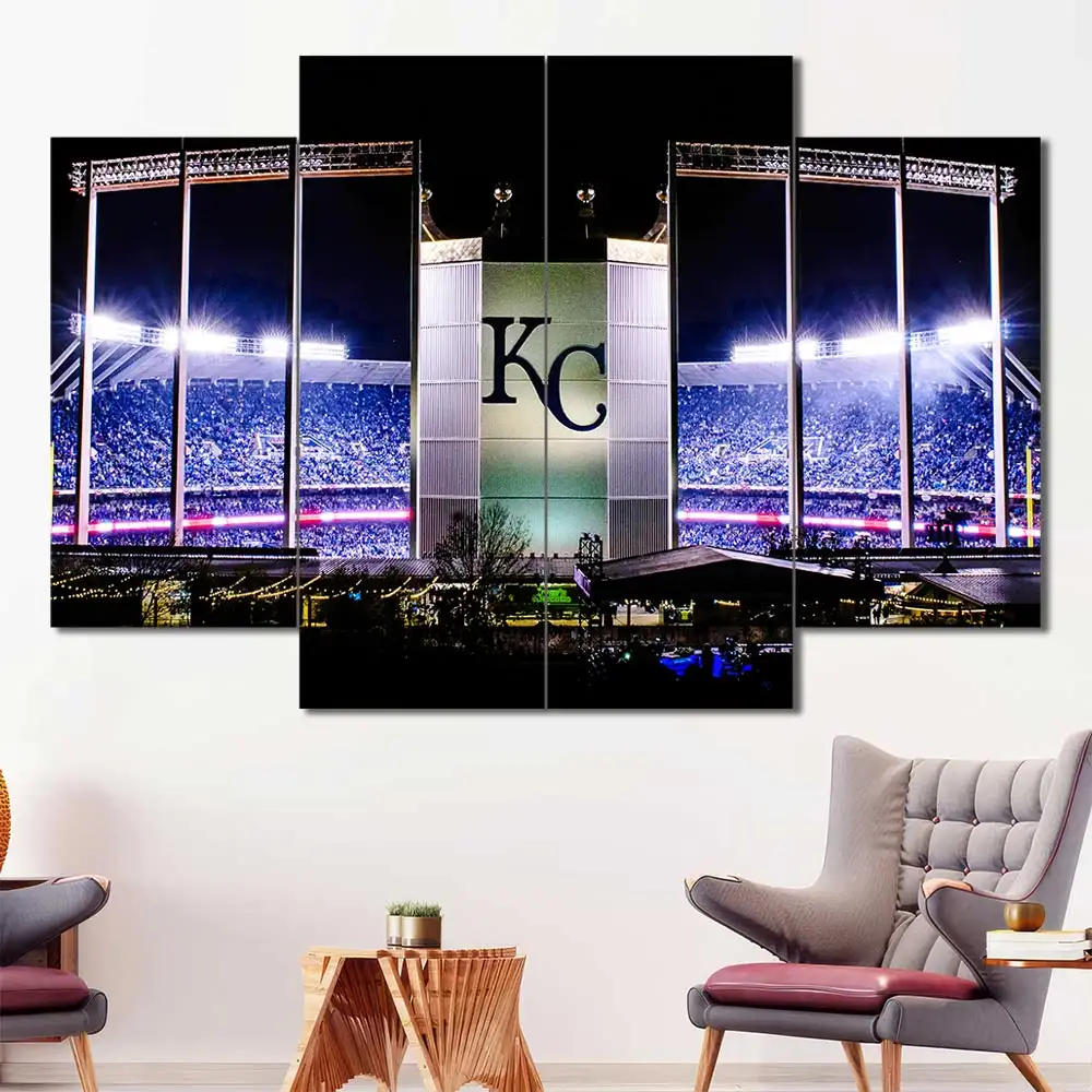 Kansas City Baseball Stadium Night Wall Art - Image 3